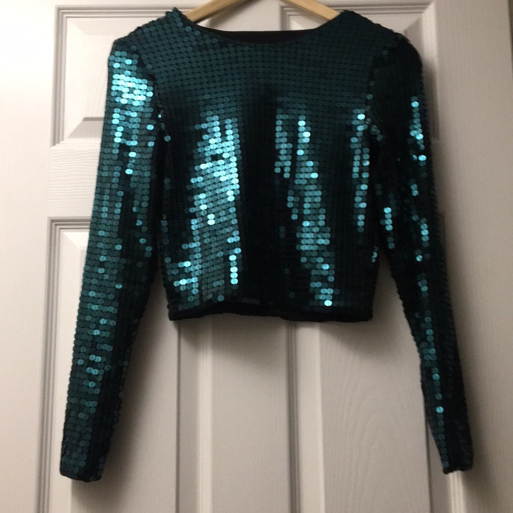 Sequined crop top. Limited collection.
